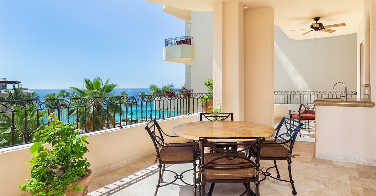 A table on the terrace overlooking the sea