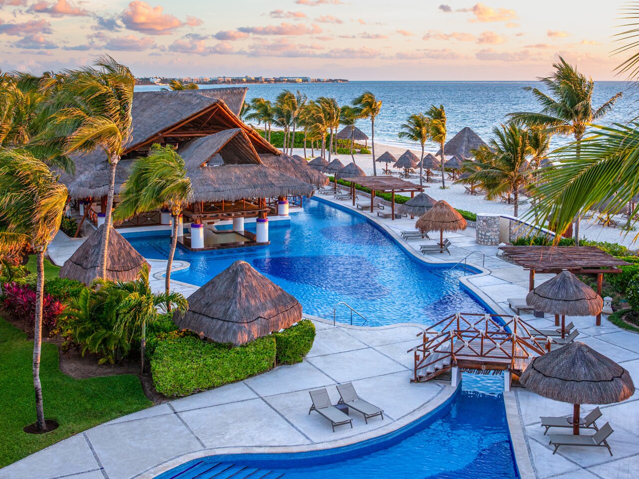 The main pool and beach at Excellence Riviera Cancun
