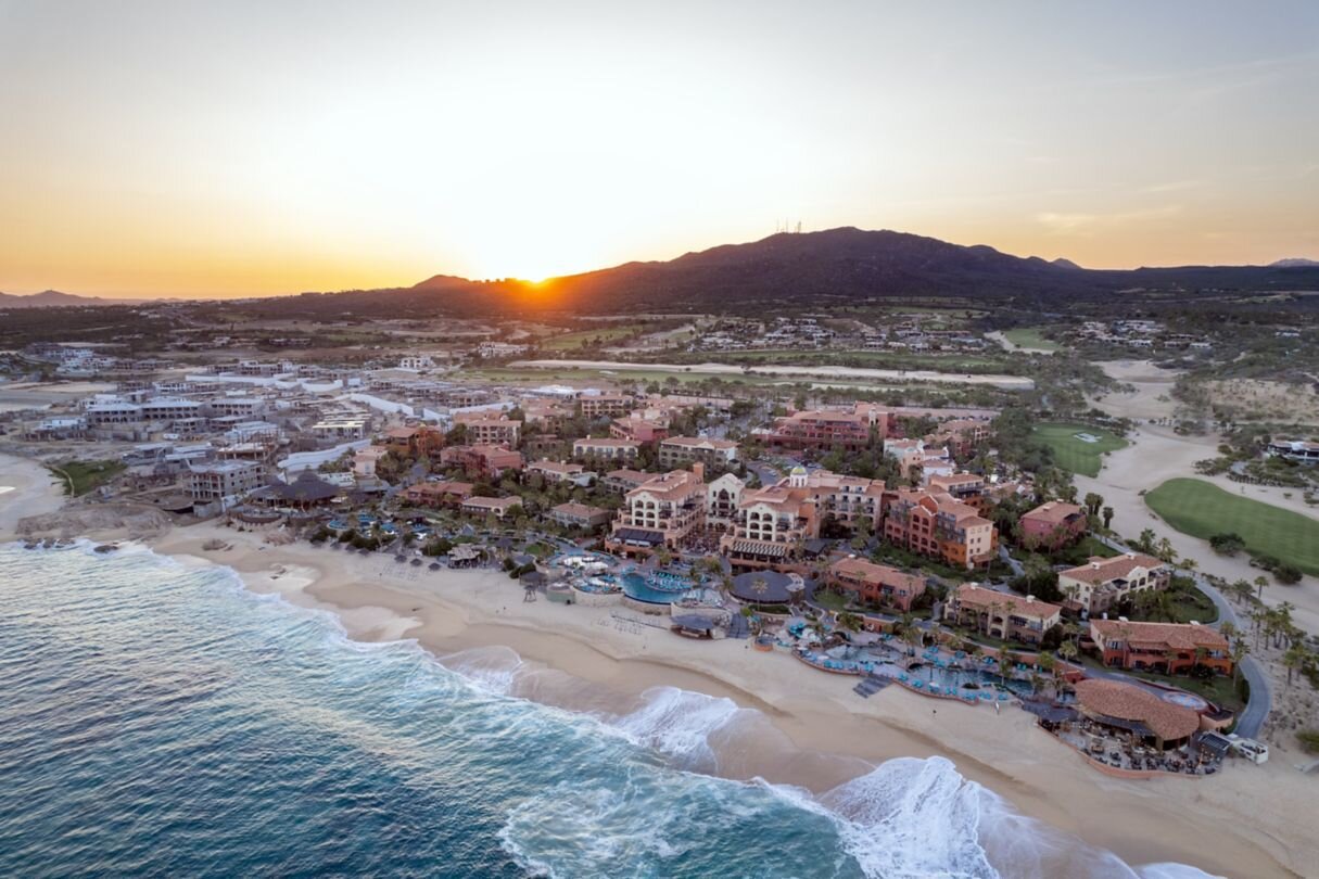 A desert oasis framed by the emerald Sea of Cortez