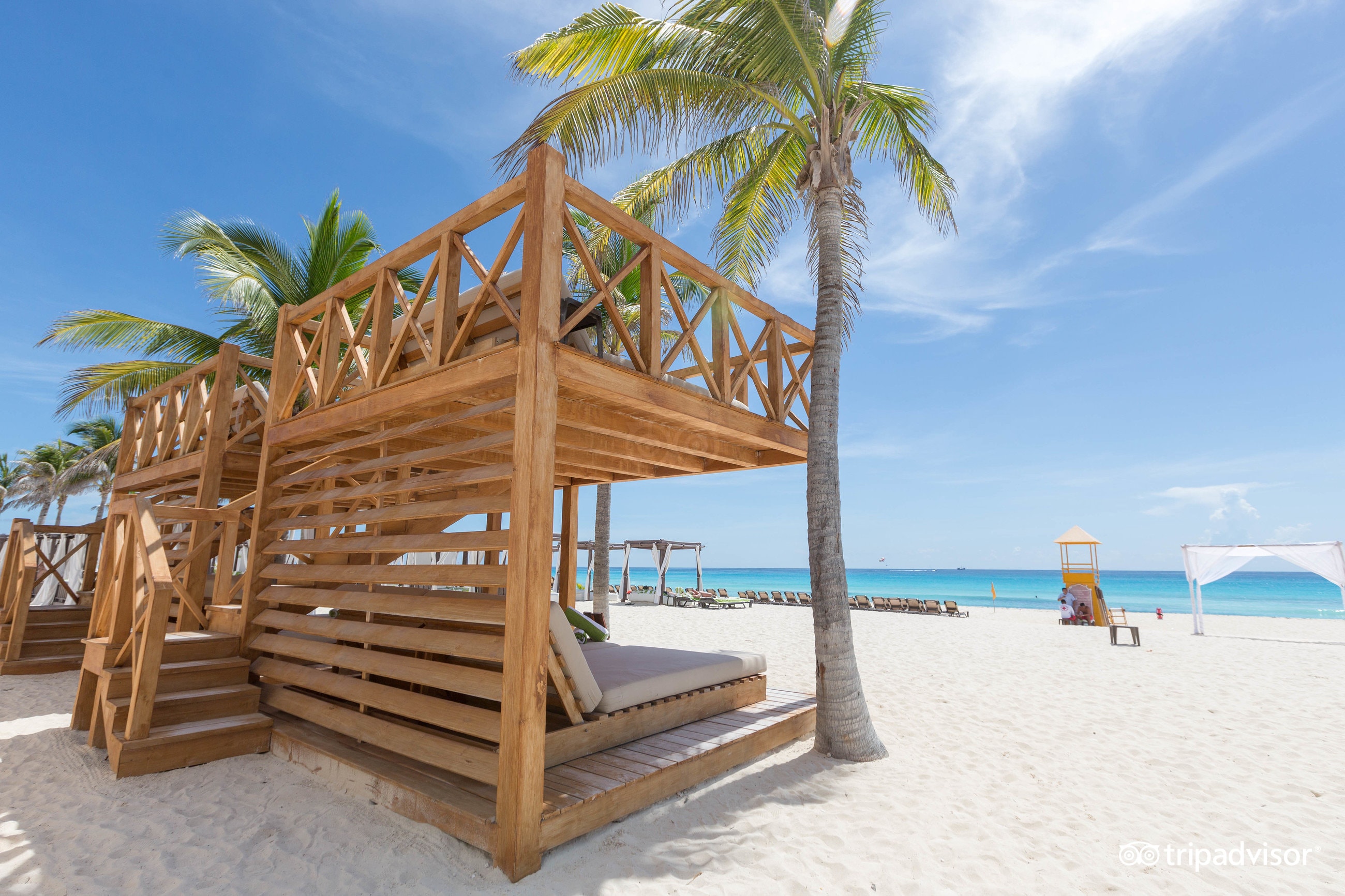 VIP Cabanas at the beach at the Hyatt Zilara Cancun