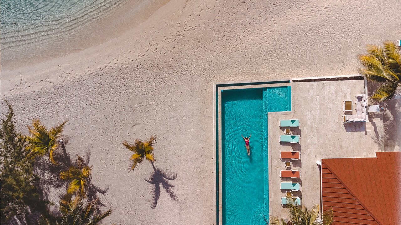 Manta Island Belize, Infinity Pool From Above